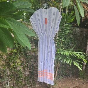 Sundry Embroidered Stripe Midi Dress